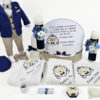 Set Botez "Dominic Andrei", format din Trusou Complet, Lumanare si Tinuta Eleganta, model Ursulet, 18 piese, pentru Baieti, culoare Albastru, marca LoreBebe ® - imagine 2
