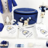 Set Botez "Dominic Nicholas", format din Trusou Complet, Lumanare si Tinuta Eleganta, model Ursulet, 17 piese, pentru Baieti, culoare Albastru, marca LoreBebe ® - imagine 2