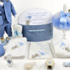 Set Botez "Filip Darius", format din Trusou Complet, Lumanare si Tinuta Eleganta, model Ursulet, 17 piese, pentru Baieti, culoare Bleumarin, marca LoreBebe ® - imagine 2