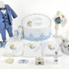 Set Botez "Ianis Gabriel", format din Trusou Complet, Lumanare si Tinuta Eleganta, model Ingeras, 24 piese, pentru Baieti, culoare Bleumarin, marca LoreBebe ® - imagine 2