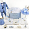 Set Botez "Mateo George", format din Trusou Complet, Lumanare si Tinuta Eleganta, model Ursulet, 17 piese, pentru Baieti, culoare Bleumarin, marca LoreBebe ® - imagine 2