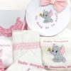 Set Botez "Elefantica", format din Trusou Complet si Lumanare, model Elefant, 10 piese, pentru Fete, culoare Roz , marca LoreBebe ® - imagine 3