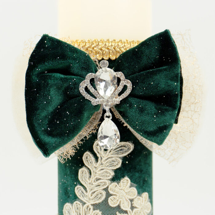 Set Botez "Aripi de Inger", format din Trusou Complet si Lumanare, model Ingeras, 10 piese, pentru Baieti, Fete, culoare Verde, marca LoreBebe ® - imagine 3