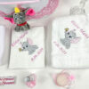 Set Botez "Eloise Maria", format din Trusou Complet si Lumanare, model Elefant, 10 piese, pentru Fete, culoare Roz , marca LoreBebe ® - imagine 3