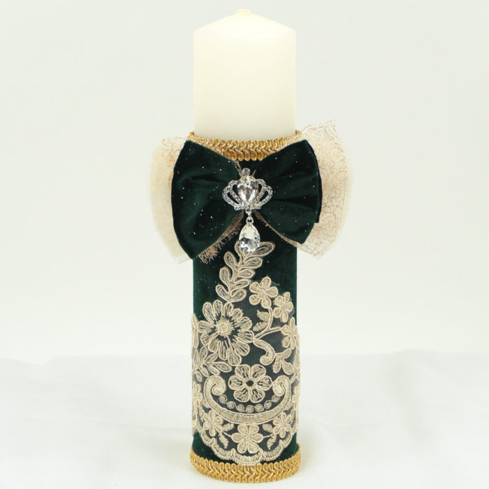 Lumanare Botez din Parafina, model "Regal", culoare Verde, marca LoreBebe ® - imagine 3