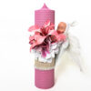 Lumanare Botez din Ceara, model "Figuri Angelice", culoare Roz , marca LoreBebe ® - imagine 3