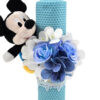 Lumanare Botez din Ceara, model "Mickey si Motive Florale", culoare Bleumarin, marca LoreBebe ® - imagine 3