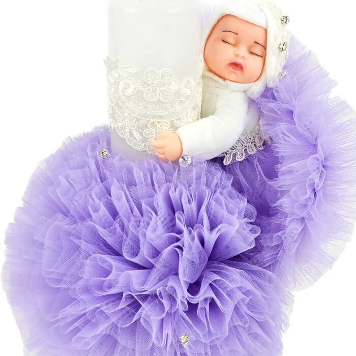 Lumanare Botez din Ceara, model "Bebelus Somnoros", culoare Mov, marca LoreBebe ® - imagine 3