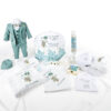 Set Botez "Ursuletul de Basm", format din Trusou Complet, Lumanare, Tinuta Eleganta si Set pentru Prima Baita cu Nasii, model Ursulet, 20 piese, pentru Baieti, culoare Verde, marca LoreBebe ® - imagine 3