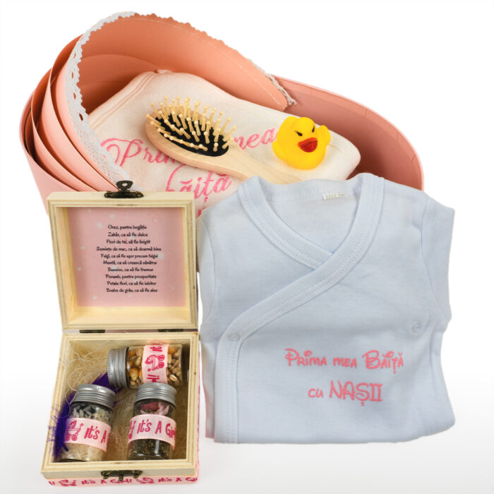 Set Prima Baita cu Nasii "Baita de Rasfat", model Bebelusa, 6 piese, pentru Fete, culoare Roz , marca LoreBebe ® - imagine 3