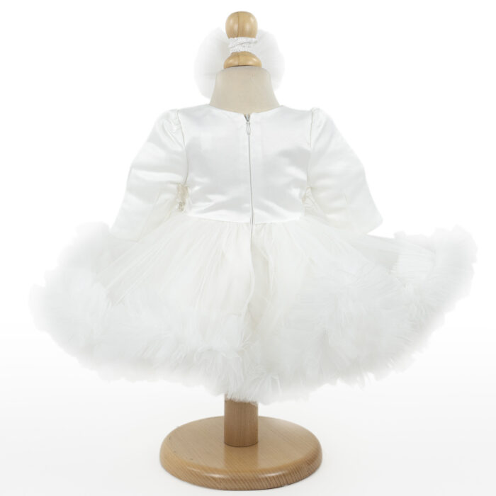 Rochita Botez "Amelia", cu Bentita, 2 piese, pentru Fete, culoare Alb, marca LoreBebe ® - imagine 3