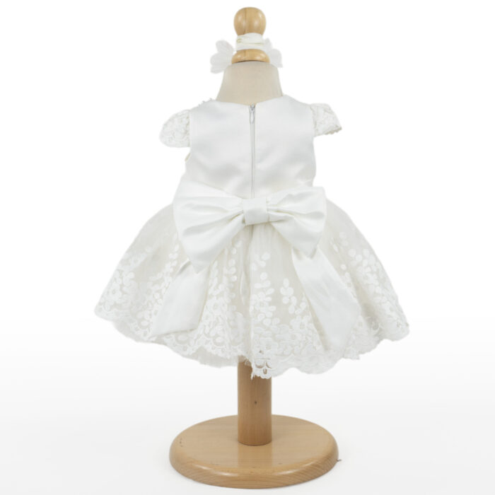 Rochita Botez "Anastasia", cu Bentita, 2 piese, pentru Fete, culoare Alb, marca LoreBebe ® - imagine 3