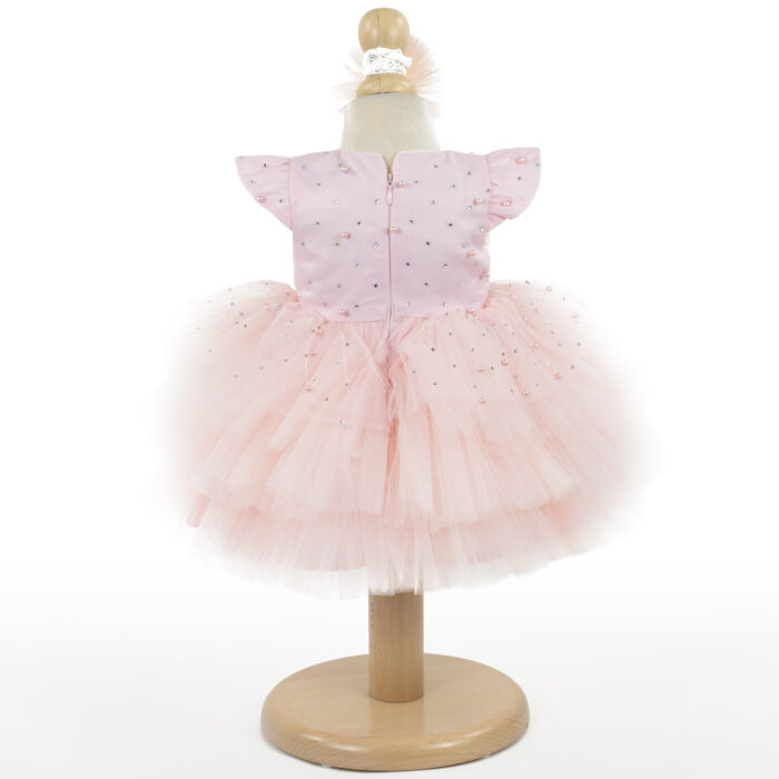Rochita Botez "Charlotte", cu Bentita, 2 piese, pentru Fete, culoare Roz , marca LoreBebe ® - imagine 3