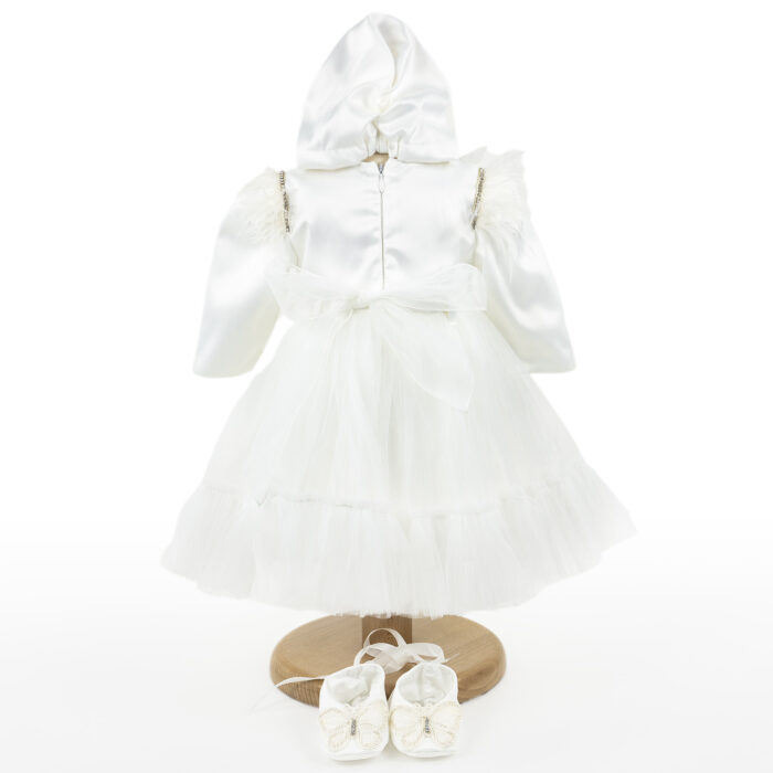 Rochita Botez "Eleonore", cu Bentita, 2 piese, pentru Fete, culoare Alb, marca LoreBebe ® - imagine 3