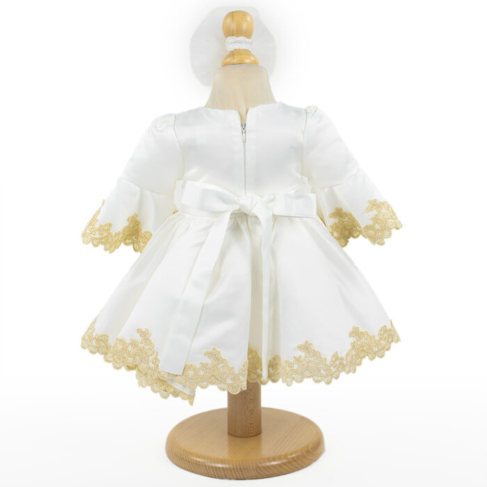 Rochita Botez "Isabela", cu Bentita, 2 piese, pentru Fete, culoare Auriu, marca LoreBebe ® - imagine 3