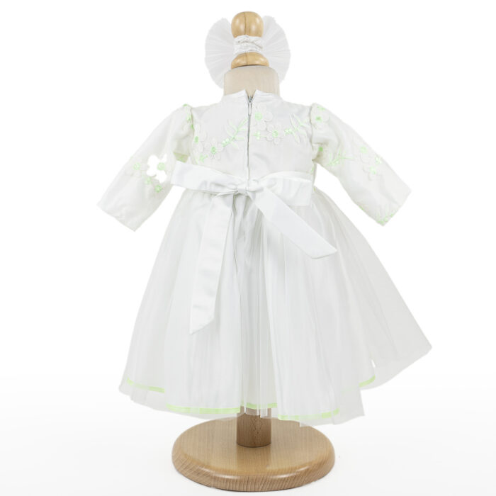 Rochita Botez "Miriam", cu Bentita, 2 piese, pentru Fete, culoare Verde, marca LoreBebe ® - imagine 3