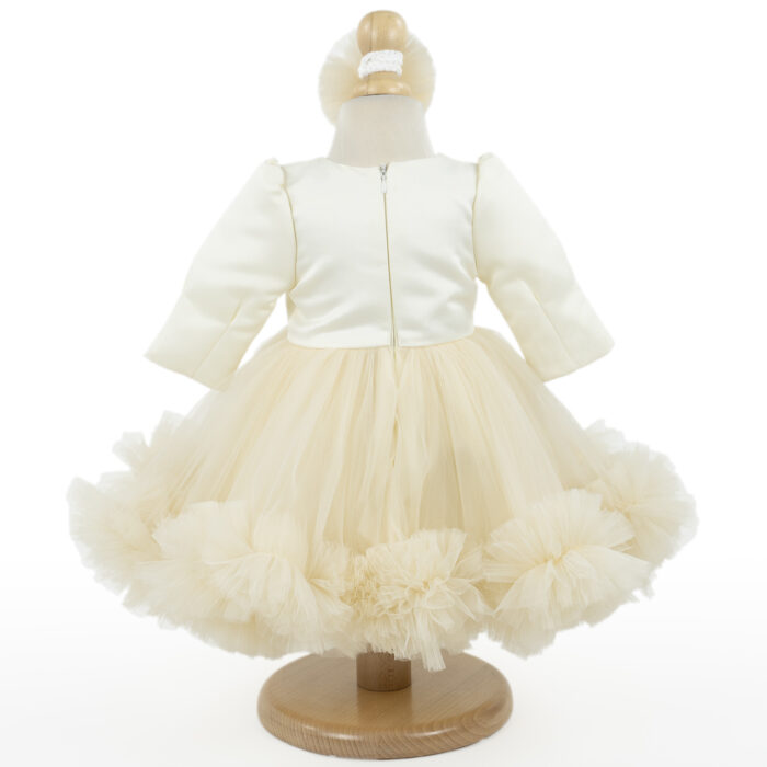 Rochita Botez "Sophie", cu Bentita, 2 piese, pentru Fete, culoare Crem, marca LoreBebe ® - imagine 3