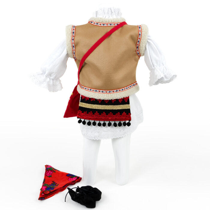 Rochita Botez - Port Traditional "Marioara", cu Batic si Traista, 6 piese, pentru Fete, culoare Multicolor, marca LoreBebe ® - imagine 3
