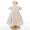 Rochita Botez "Fabiola", cu Bentita, 2 piese, pentru Fete, culoare Crem, marca LoreBebe ® - imagine 3