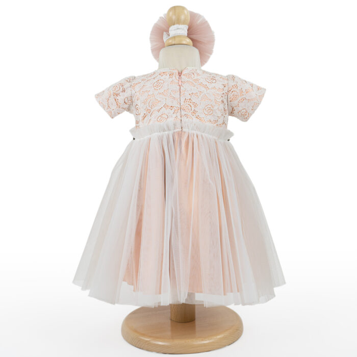 Rochita Botez "Fabiola", cu Bentita, 2 piese, pentru Fete, culoare Crem, marca LoreBebe ® - imagine 3