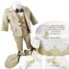 Set Botez "Andrei Marin", format din Trusou Complet, Lumanare si Tinuta Eleganta, model Ingeras, 17 piese, pentru Baieti, culoare Crem, marca LoreBebe ® - imagine 3