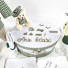 Set Botez "Aris Matei", format din Trusou Complet, Lumanare si Tinuta Eleganta, model Ursulet, 18 piese, pentru Baieti, culoare Verde, marca LoreBebe ® - imagine 3