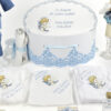 Set Botez "Ianis Gabriel", format din Trusou Complet, Lumanare si Tinuta Eleganta, model Ingeras, 24 piese, pentru Baieti, culoare Bleumarin, marca LoreBebe ® - imagine 3