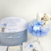 Set Botez "Mateo George", format din Trusou Complet, Lumanare si Tinuta Eleganta, model Ursulet, 17 piese, pentru Baieti, culoare Bleumarin, marca LoreBebe ® - imagine 3