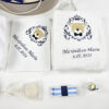 Set Botez "Maximilian Marin", format din Trusou Complet, Lumanare si Tinuta Eleganta, model Ursulet, 24 piese, pentru Baieti, culoare Albastru, marca LoreBebe ® - imagine 3