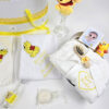Set Botez "Raul Teodor", format din Trusou Complet, Lumanare si Tinuta Eleganta, model Winnie The Pooh, 24 piese, pentru Baieti, culoare Galben, marca LoreBebe ® - imagine 4