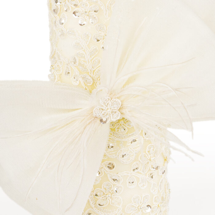 Lumanare Botez din Parafina, model "Dantela si Funda", culoare Crem, marca LoreBebe ® - imagine 4