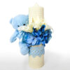 Lumanare Botez din Ceara, model "Ursulet Drag", culoare Bleumarin, marca LoreBebe ® - imagine 4