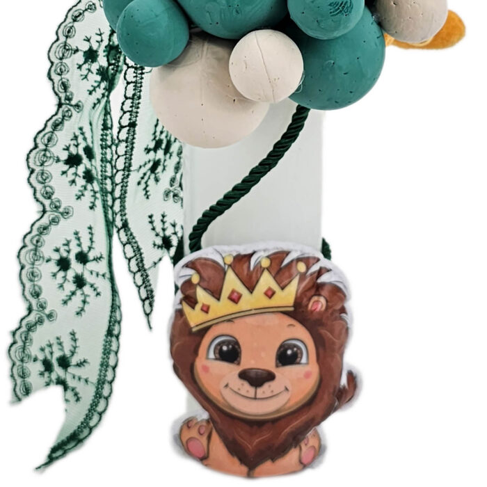 Lumanare Botez din Parafina, model "Prietenii Junglei", culoare Verde, marca LoreBebe ® - imagine 4