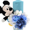 Lumanare Botez din Ceara, model "Mickey si Motive Florale", culoare Bleumarin, marca LoreBebe ® - imagine 4