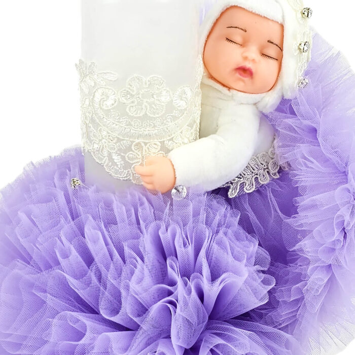 Lumanare Botez din Ceara, model "Bebelus Somnoros", culoare Mov, marca LoreBebe ® - imagine 4