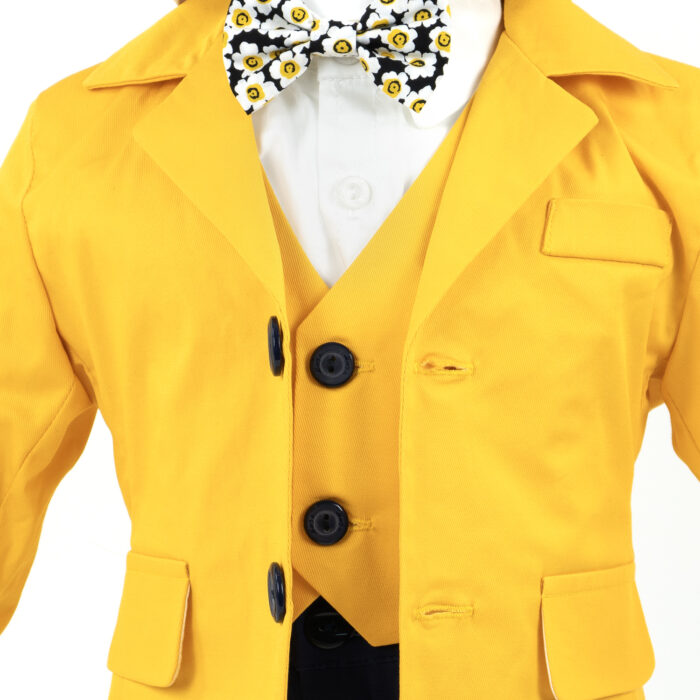 Costum Botez "Alfie", cu Chipiu si Papion, 6 piese, pentru Baieti, culoare Galben, marca LoreBebe ® - imagine 4