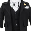 Costum Botez "Daniele", cu Chipiu si Papion, 6 piese, pentru Baieti, culoare Negru, marca LoreBebe ® - imagine 4