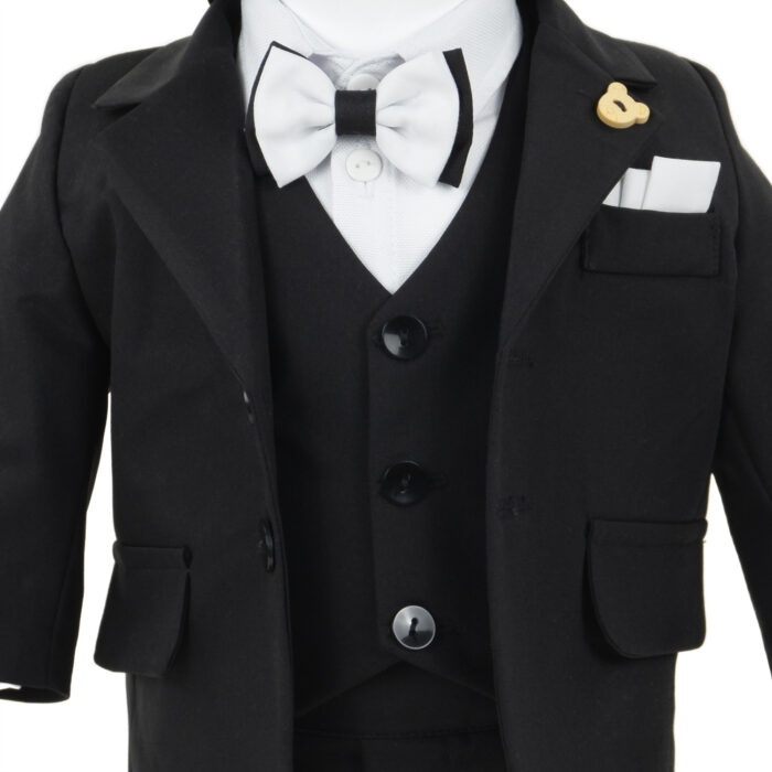 Costum Botez "Daniele", cu Chipiu si Papion, 6 piese, pentru Baieti, culoare Negru, marca LoreBebe ® - imagine 4