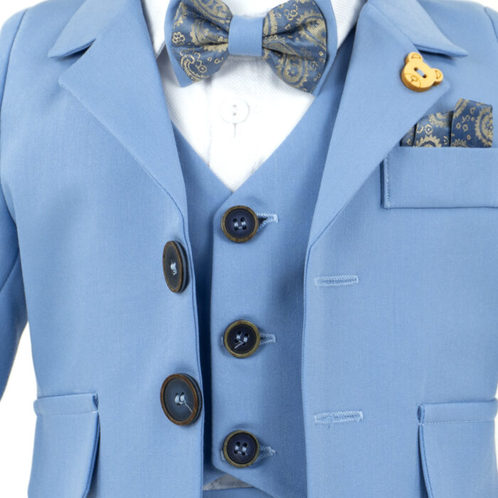 Costum Botez "David", cu Chipiu si Papion, 6 piese, pentru Baieti, culoare Bleumarin, marca LoreBebe ® - imagine 4