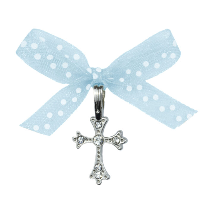 Cruciulita Botez, model "Funda cu Imprimeu de Buline", pentru Baieti, culoare Bleumarin, marca LoreBebe ® - imagine 4