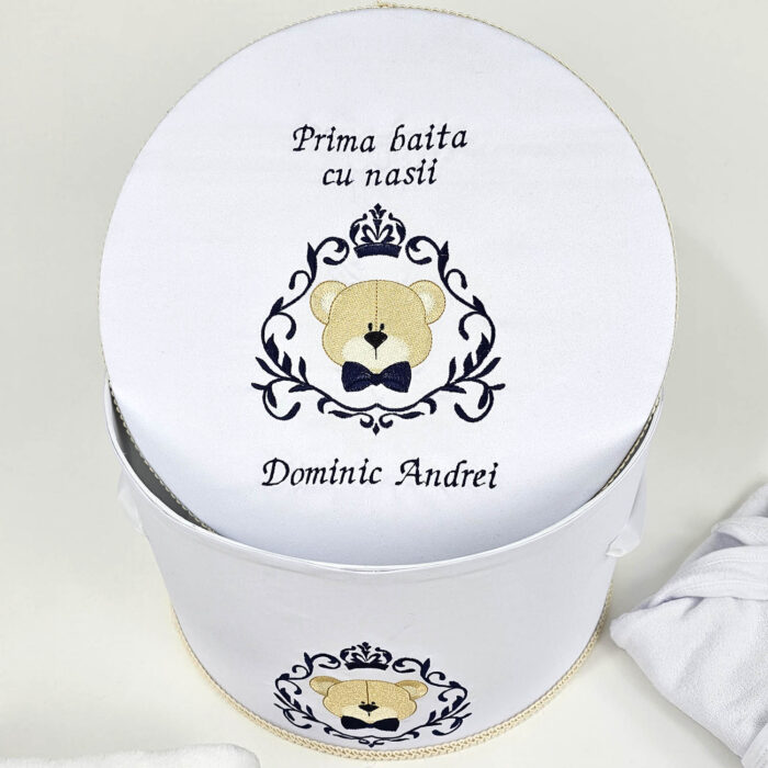 Set Prima Baita cu Nasii "Dominic", model Ursulet, 8 piese, pentru Baieti, culoare Albastru, marca LoreBebe ® - imagine 4