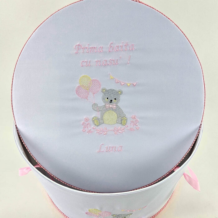 Set Prima Baita cu Nasii "Luna", model Ursulet, 8 piese, pentru Fete, culoare Roz , marca LoreBebe ® - imagine 4
