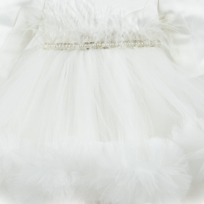 Rochita Botez "Amelia", cu Bentita, 2 piese, pentru Fete, culoare Alb, marca LoreBebe ® - imagine 4