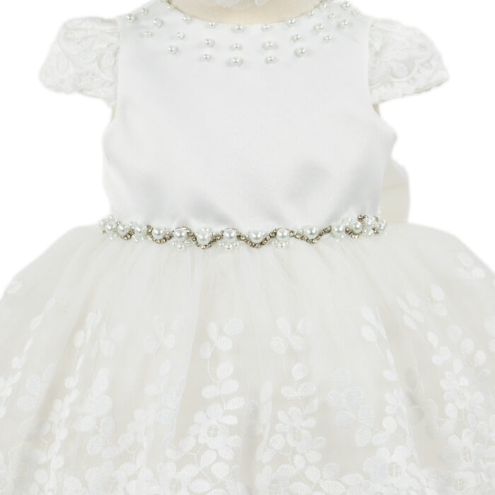 Rochita Botez "Anastasia", cu Bentita, 2 piese, pentru Fete, culoare Alb, marca LoreBebe ® - imagine 4