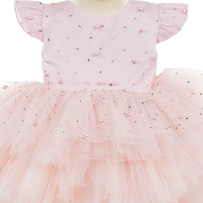 Rochita Botez "Charlotte", cu Bentita, 2 piese, pentru Fete, culoare Roz , marca LoreBebe ® - imagine 4
