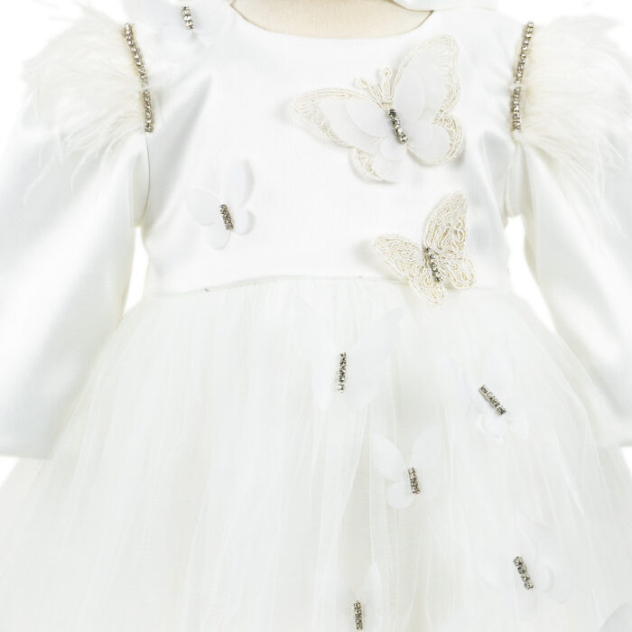 Rochita Botez "Eleonore", cu Bentita, 2 piese, pentru Fete, culoare Alb, marca LoreBebe ® - imagine 4