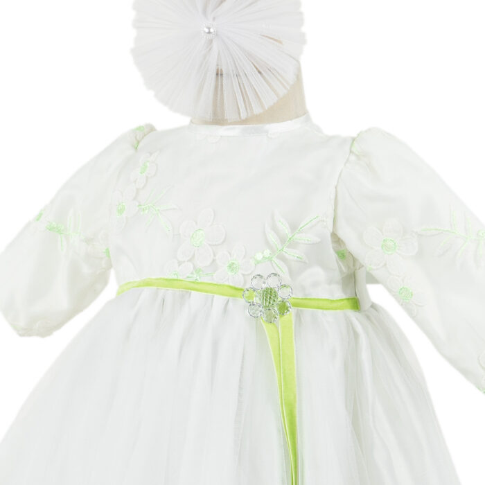 Rochita Botez "Miriam", cu Bentita, 2 piese, pentru Fete, culoare Verde, marca LoreBebe ® - imagine 4