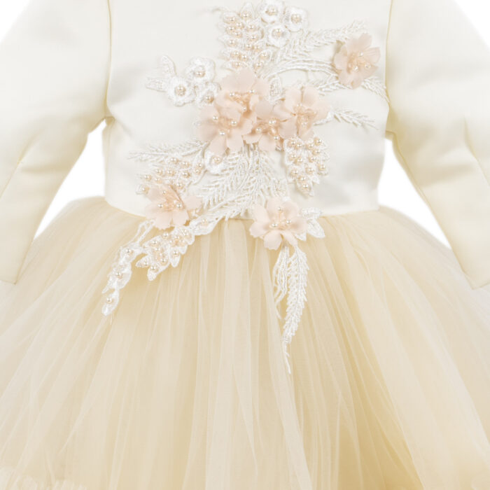 Rochita Botez "Sophie", cu Bentita, 2 piese, pentru Fete, culoare Crem, marca LoreBebe ® - imagine 4