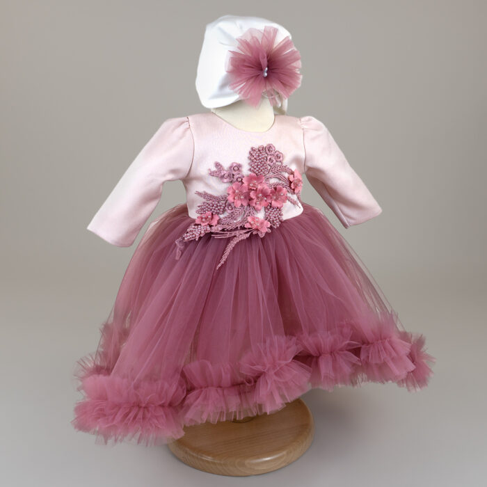 Rochita Botez "Melisande", cu Bentita, 2 piese, pentru Fete, culoare Roz , marca LoreBebe ® - imagine 4