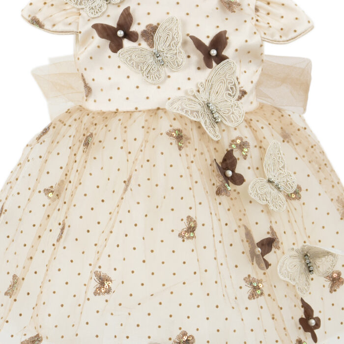 Rochita Botez "Emma", cu Bentita, 2 piese, pentru Fete, culoare Crem, marca LoreBebe ® - imagine 4